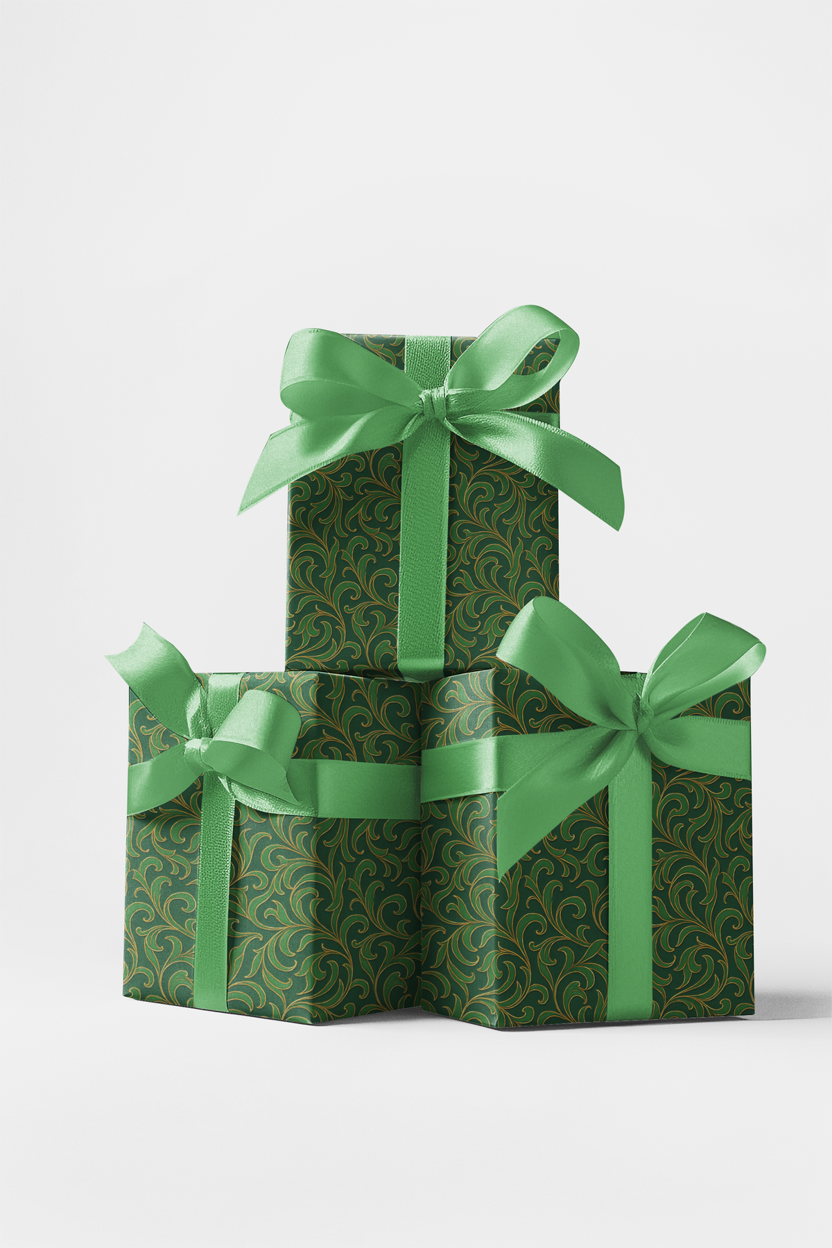 Botanical Scroll Gift Wrap, Verdant Vines Wrapping Paper, Green Foliage Wrapping Paper, Christmas Holiday Present Wrap, Winte