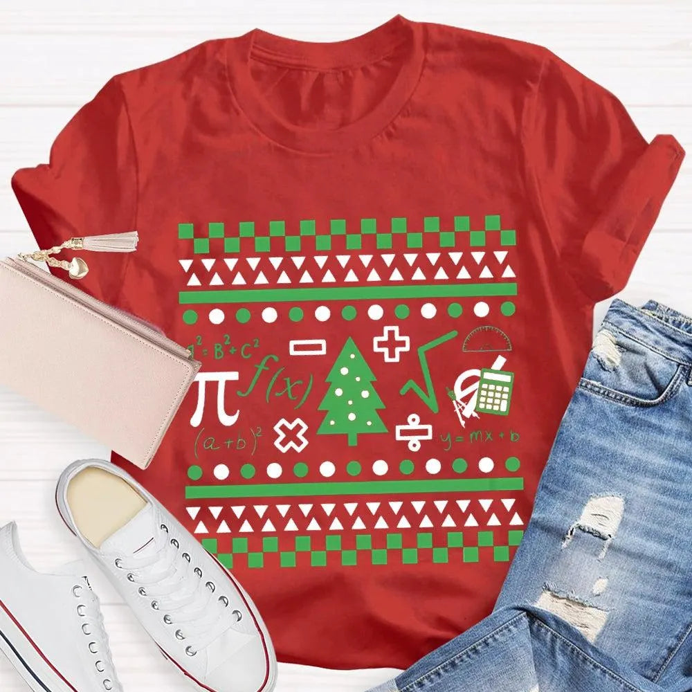 Festive STEM Holiday Teacher Tee, Math Elements Christmas Tree Shirt, Math Equations Xmas Tree Shirt, Science Teacher Christm