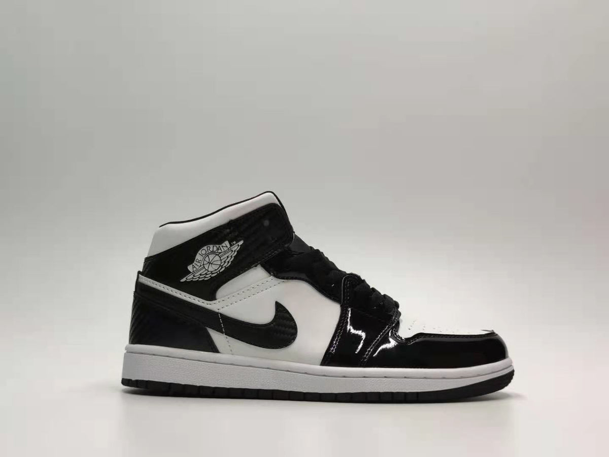 Sneakers, White Black Colorway, Patent Leather Footwear, Lace Up Design, Casual Gift for Sneaker Fans