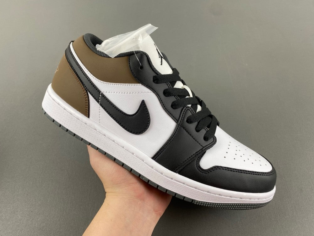 Low Top Sneakers, White Black Brown Colorway, Lace Up Design, Casual Gift for Sneaker Fans