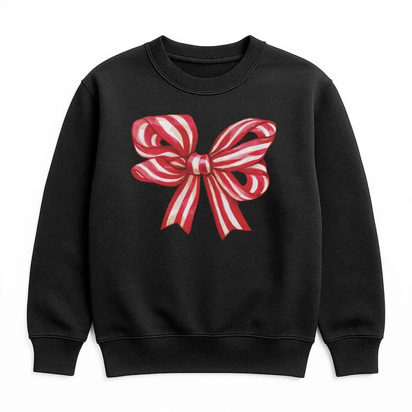 Retro Red Ribbon Holiday Sweater, Christmas Bow Sweatshirt, Adorable Coquette Xmas Crewneck, Vintage Christmas Graphic Sweats