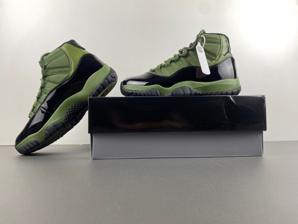 High Top Sneakers, Army Green Black Colorway, Leather Footwear, Lace Up Design, Casual Gift for Sneaker Fans