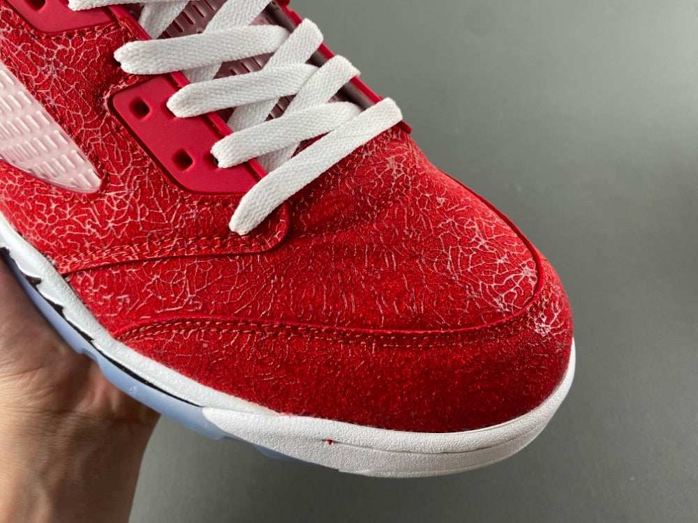High Top Sneakers, Red Colorway, Lace Up Design, Casual Gift for Sneaker Fans