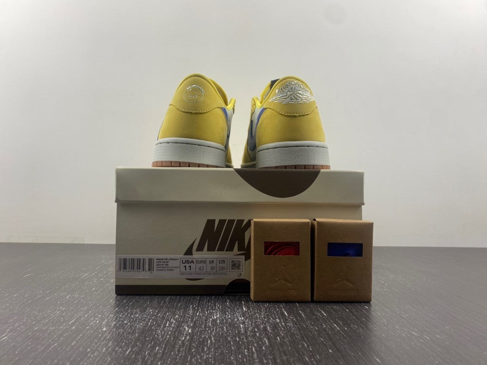 Low Top Sneakers, Blue White Yellow Colorway, Reverse Hook Design, Lace Up Design, Casual Gift for Sneaker Fans