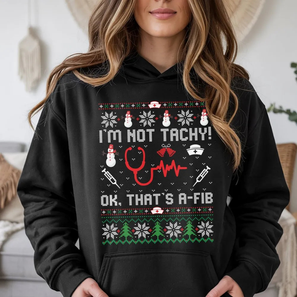 Humorous Medical Pun Christmas Hoodie, Nurse Christmas Hoodie, Ugly Sweater Nurse Holiday Hoodie, RN Healthcare Graphic Sweat