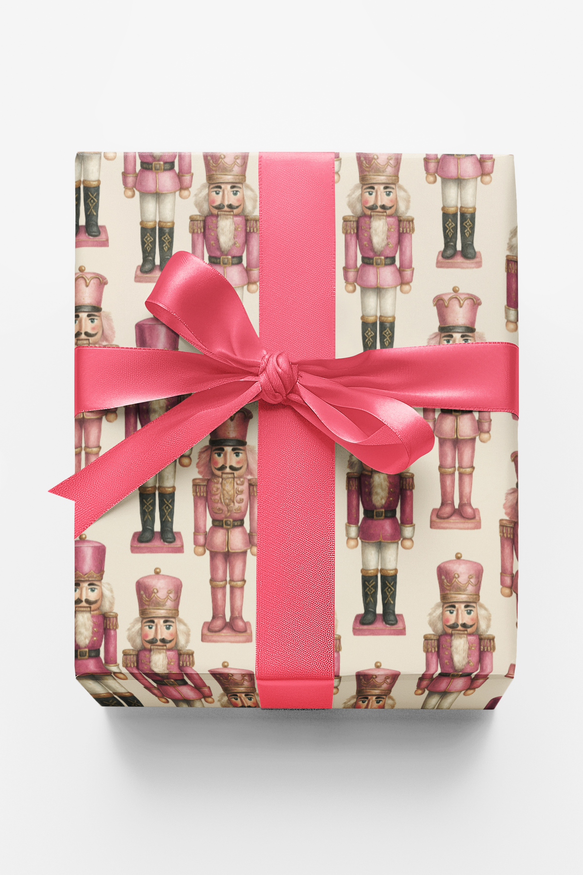 Pastel Christmas Wrapping Paper, Pink Nutcracker Gift Wrap Paper, Holiday Present Paper Roll, Festive Xmas Present Wrap