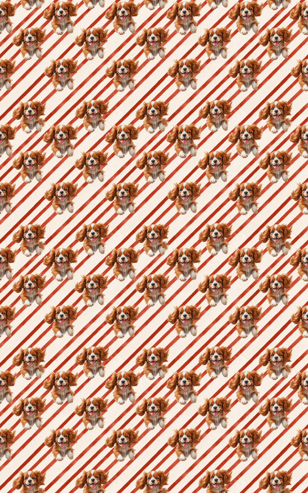 Candy Cane Stripe Dog Gift Wrap, Cavalier King Charles Spaniel Wrapping Paper, Christmas Cavalier Paper, Dog Lover Holiday Gi