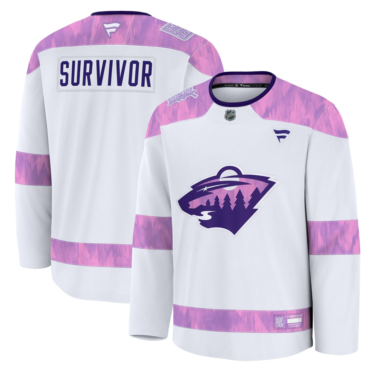 Minnesota Wild Fanatics White Hockey Fights Cancer Survivor Practice Jersey