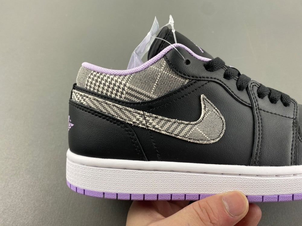 Retro Low Top Sneakers, Black Purple Colorway, Lace Up Design, Casual Gift for Sneaker Fans