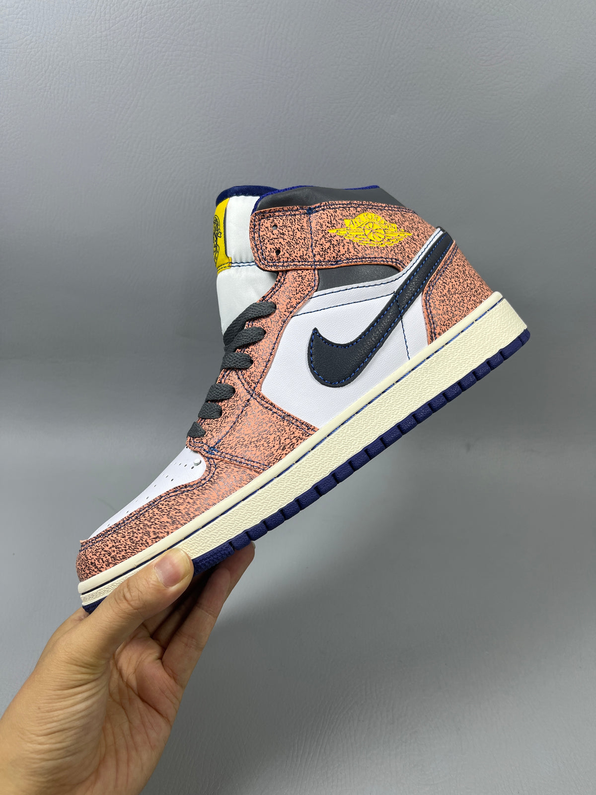 High Top Sneakers, White Black Orange Colorway, Lace Up Design, Casual Gift for Sneaker Fans