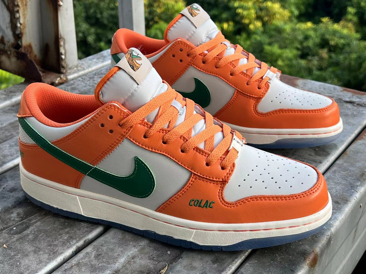 Low Top Sneakers, Orange Teal White Colorway, Lace Up Design, Casual Gift for Sneaker Fans
