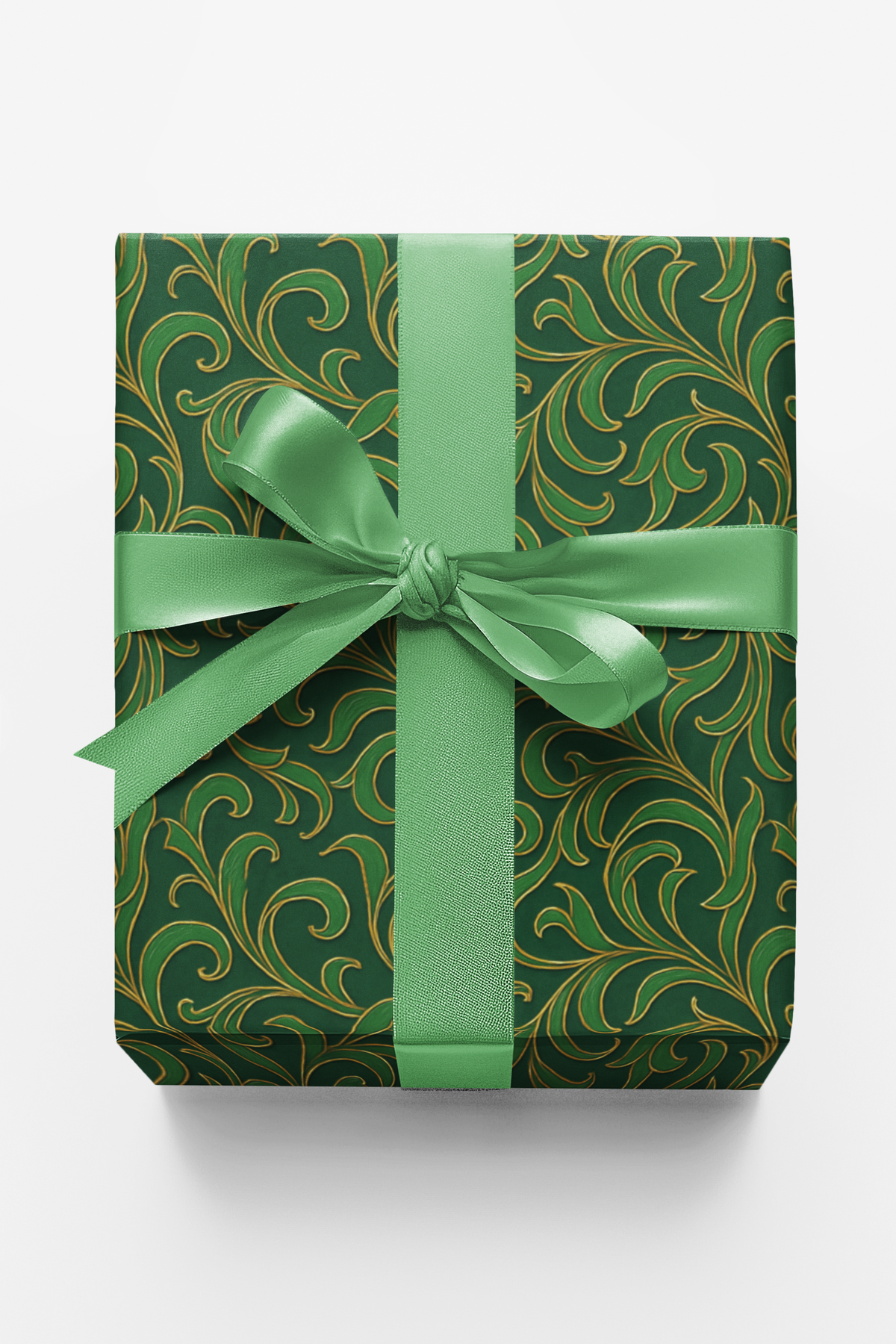 Botanical Scroll Gift Wrap, Verdant Vines Wrapping Paper, Green Foliage Wrapping Paper, Christmas Holiday Present Wrap, Winte