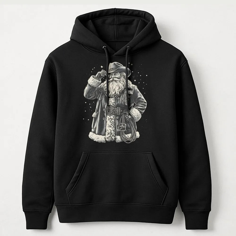 Western Christmas Lasso Hoodie, Cowboy Santa Hoodie, Retro Cowboy Christmas Sweatshirt, Country Santa Graphic Hooded Sweater,