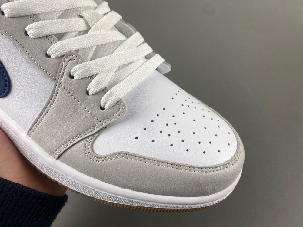 Low Top Sneakers, Blue White Gray Colorway, Lace Up Design, Casual Gift for Sneaker Fans