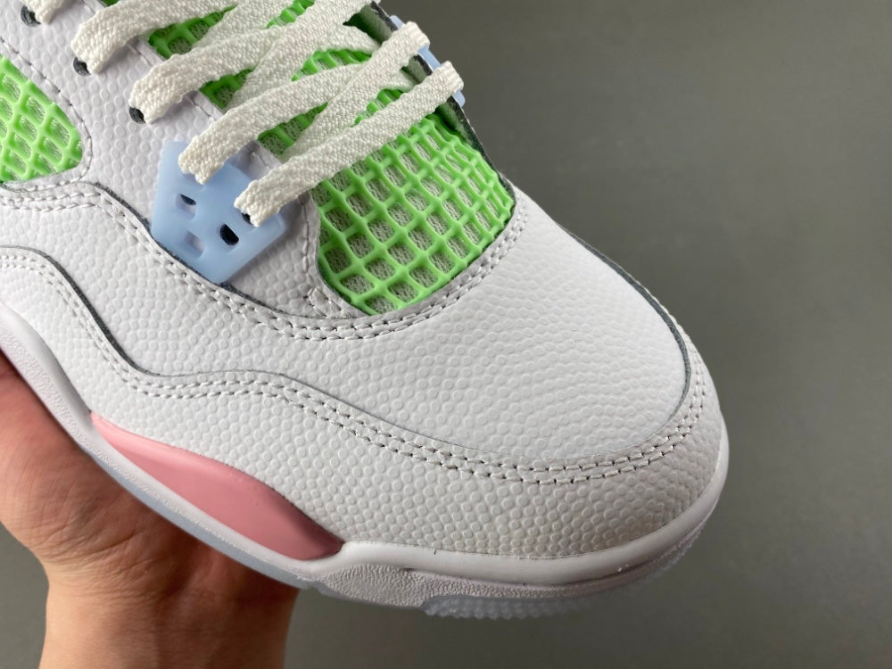 Retro Low Top Sneakers, White Green Pink Colorway, Valentine Design, Lace Up Design, Casual Gift for Sneaker Fans
