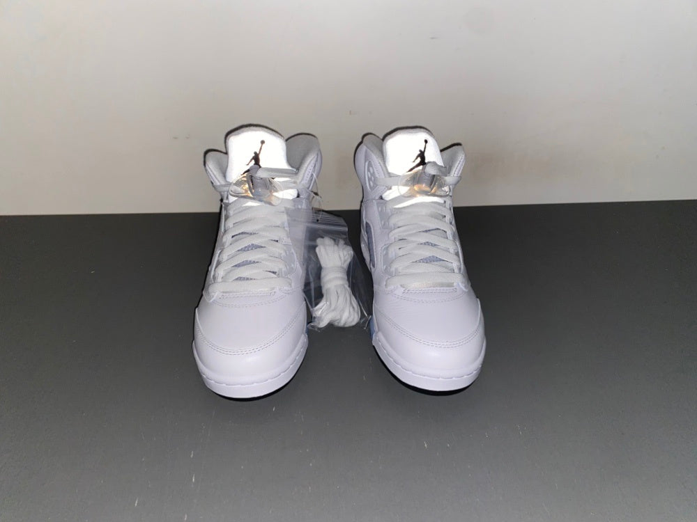 Retro Low Top Sneakers, White Colorway, Metallic Finish, Lace Up Design, Casual Gift for Sneaker Fans