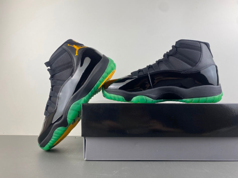 Low Top Sneakers, Black Green Yellow Colorway, Lace Up Design, Casual Gift for Sneaker Fans