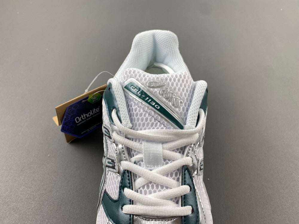 Low Top Sneakers, White Green Silver Colorway, Lace Up Design, Casual Gift for Sneaker Fans