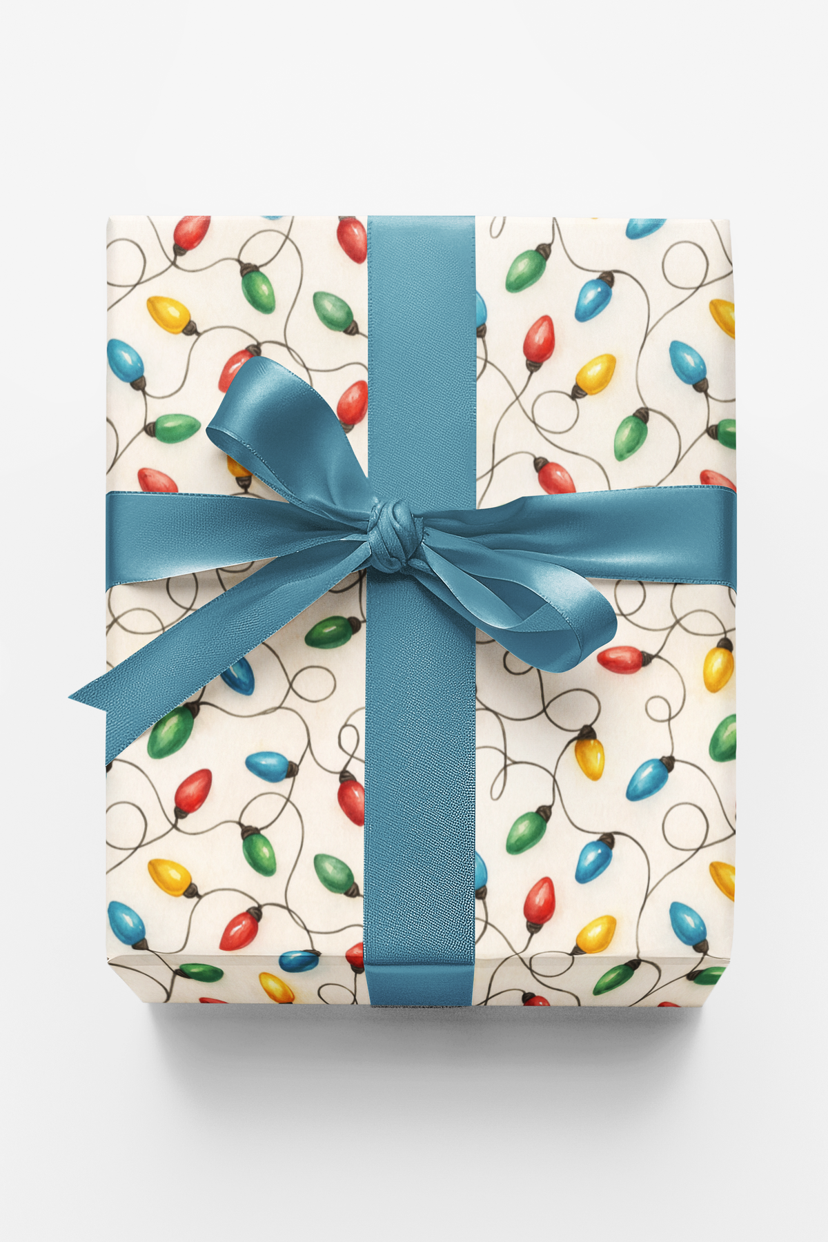 Tangled String Lights Gift Wrap, Christmas Lights Wrapping Paper, Colorful Holiday Present Paper, Fun Christmas Gift Wrap Rol