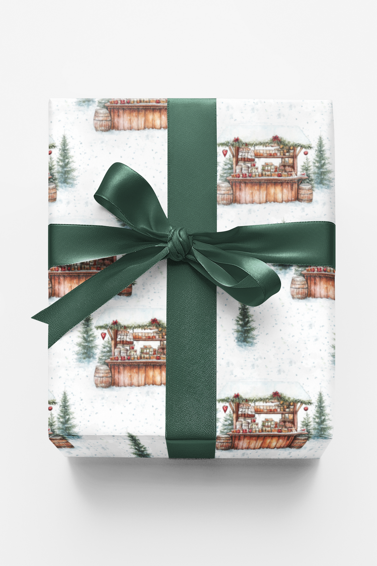 Holiday Market Gift Wrap, Winter Village Market Christmas Wrapping Paper, Christmas Town Present Wrap, Comfy Winter Festive G