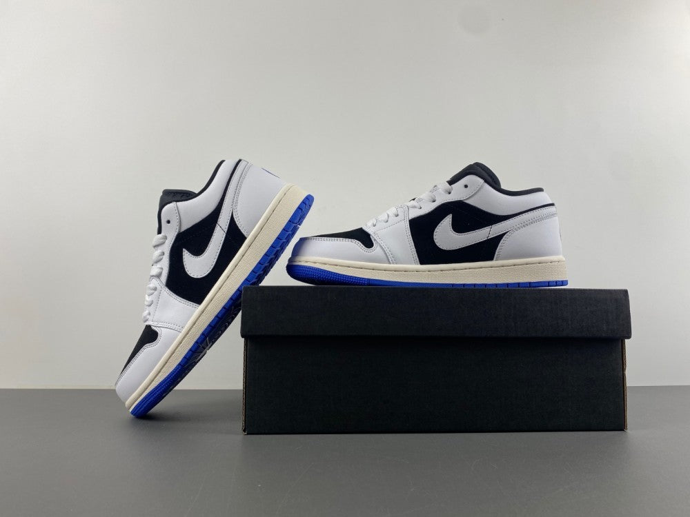 Low Top Sneakers, Blue White Black Colorway, Lace Up Design, Casual Gift for Sneaker Fans