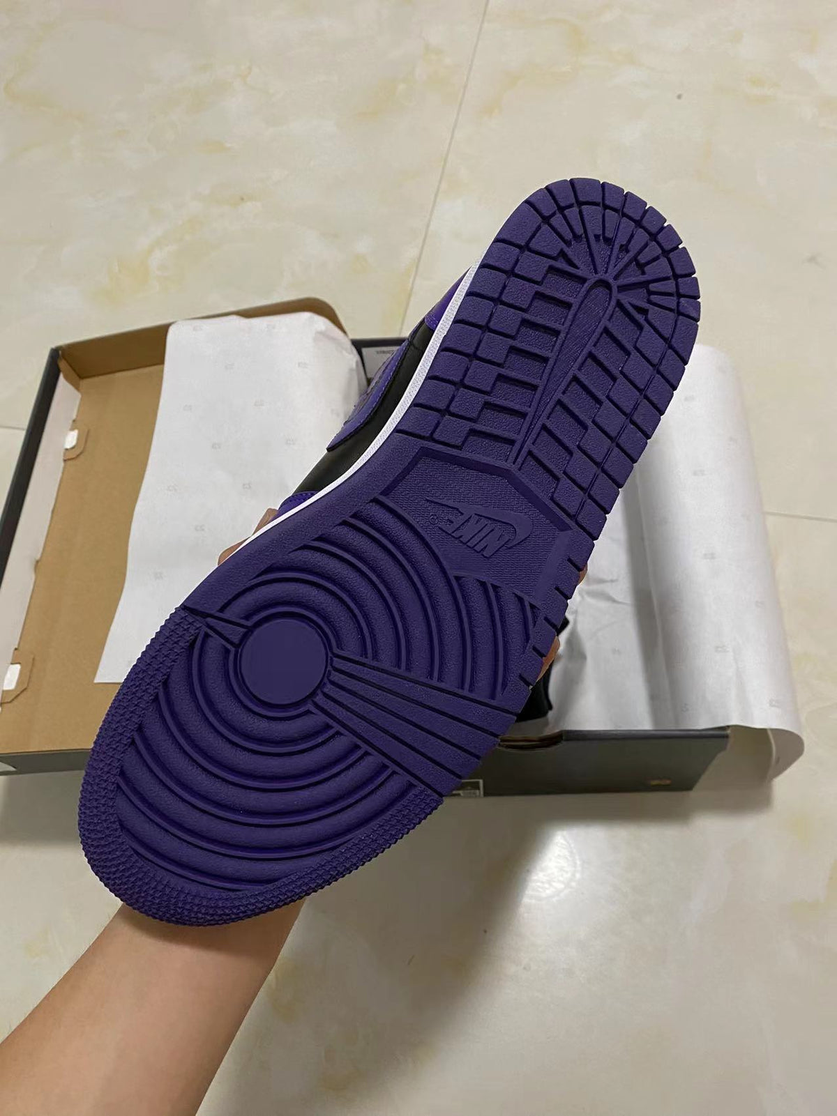 Mid Top Sneakers, Black Purple Colorway, Lace Up Design, Casual Gift for Sneaker Fans