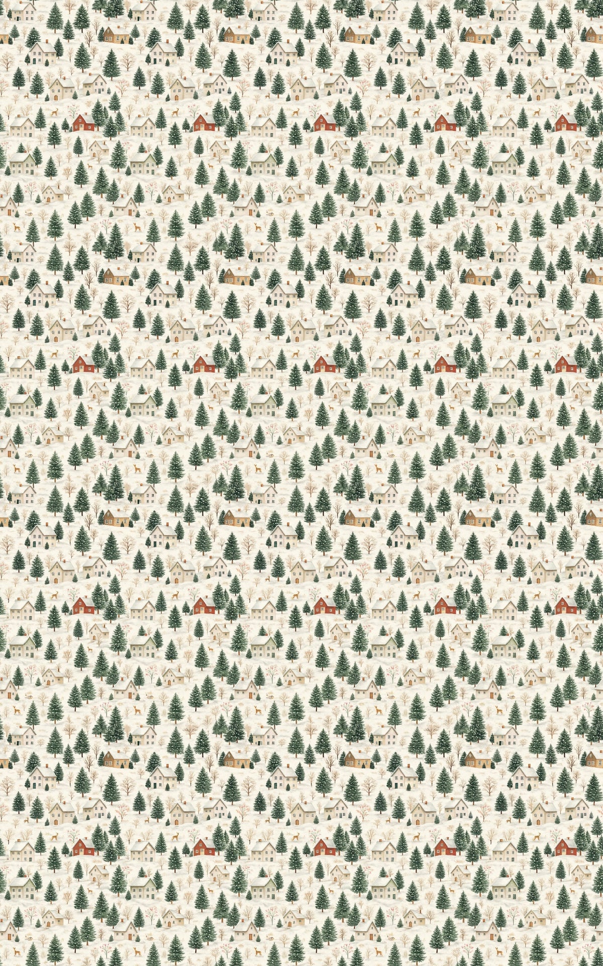 Snowy Pine Christmas Gift Wrap, Winter Village Cottage Wrapping Paper, Comfy Holiday Deer Wrapping Paper, Winter Cabin Presen