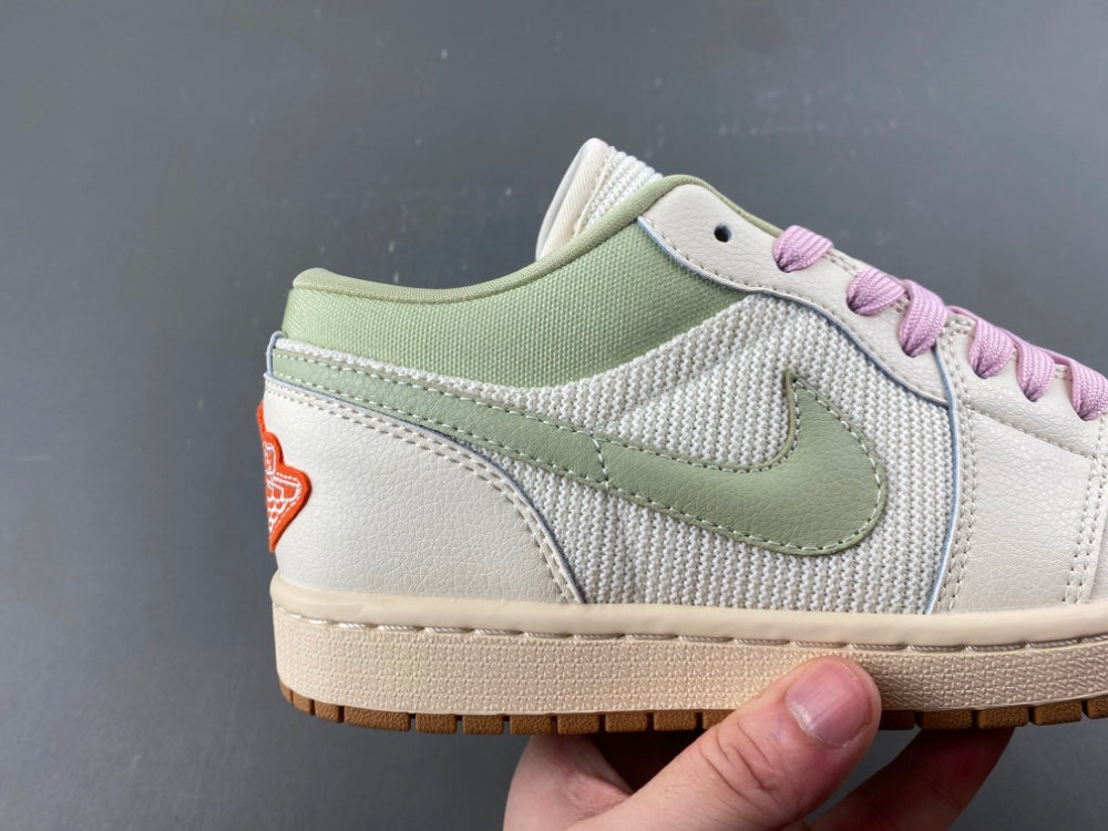 Low Top Sneakers, Off White Green Colorway, Lace Up Design, Casual Gift for Sneaker Fans