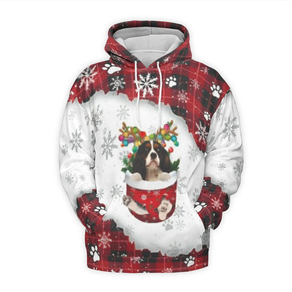 Christmas Dog Reindeer Hoodie, Cavalier King Charles Spaniel Hoodie, Festive Puppy Graphic Hoodie, Holiday Winter Sweatshirt,