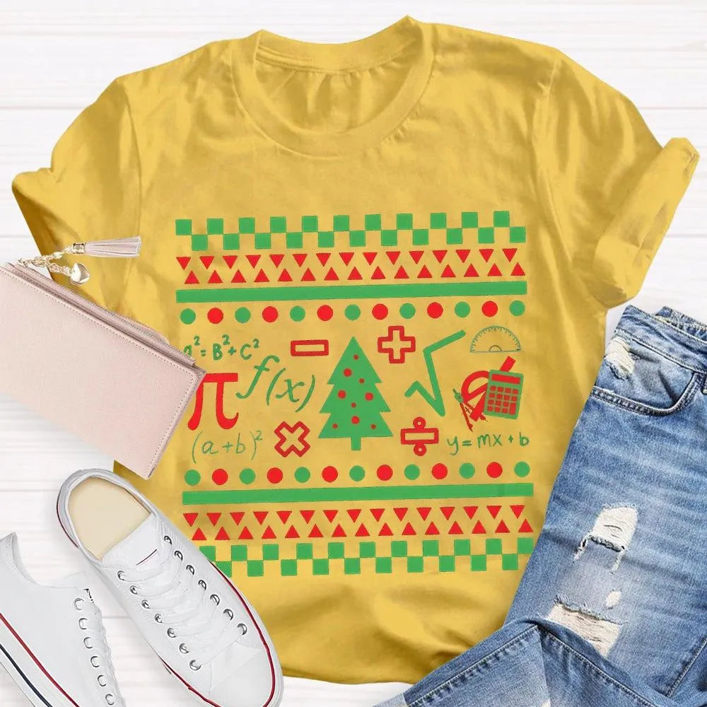 Festive STEM Holiday Teacher Tee, Math Elements Christmas Tree Shirt, Math Equations Xmas Tree Shirt, Science Teacher Christm