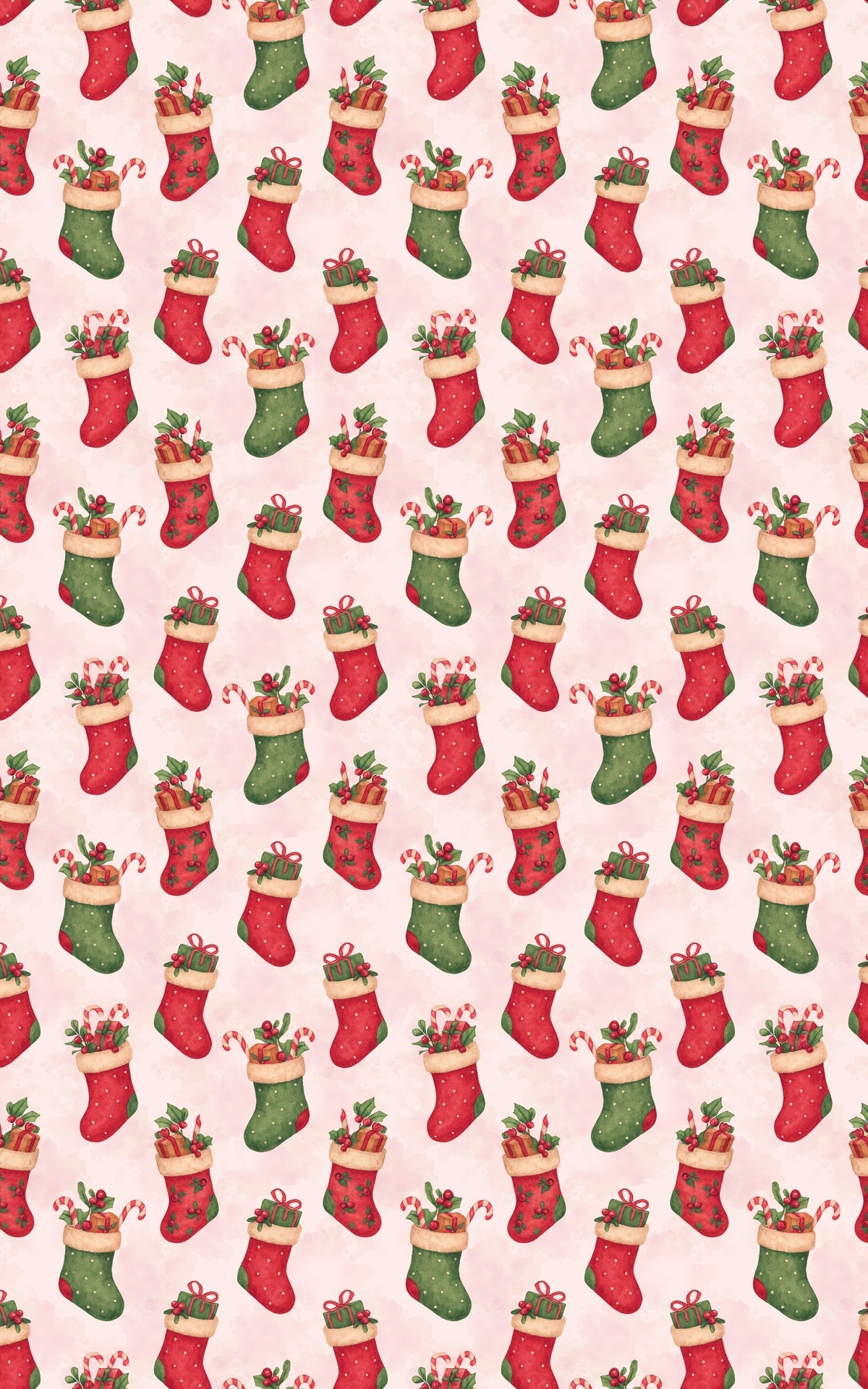 Candy Cane Holly Gift Wrap, Merry Mantle Christmas Stocking Wrapping Paper, Festive Red Green Holiday Gift Wrapping Paper, Xm