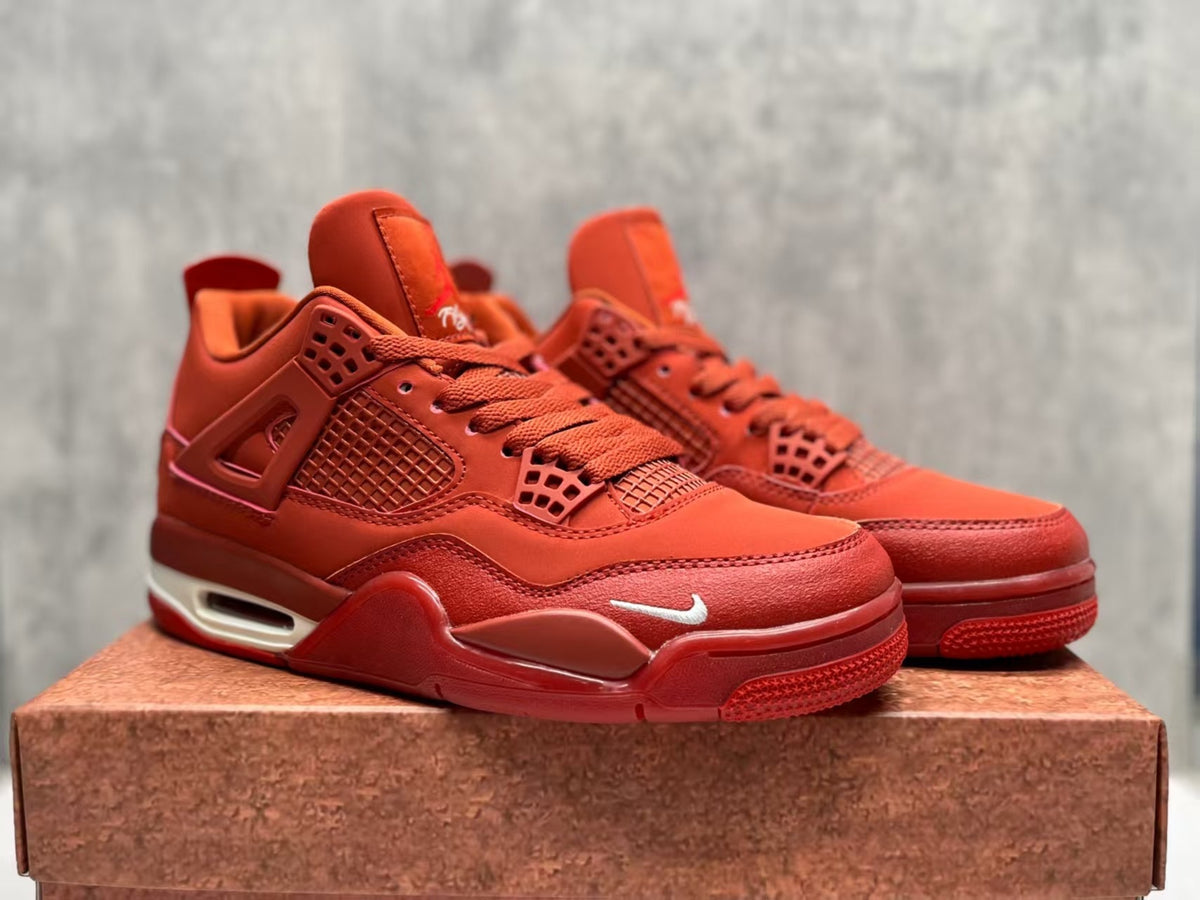 Mid Top Sneakers, Red Colorway, Lace Up Design, Casual Gift for Sneaker Fans