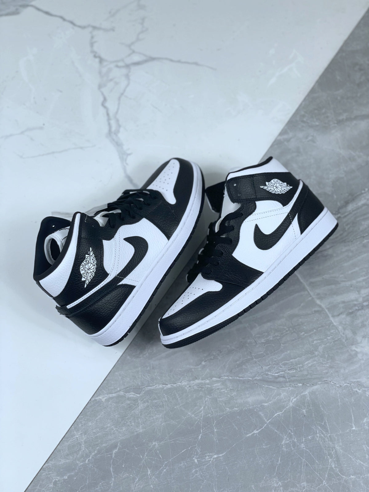 Mid Top Sneakers, White Black Colorway, Lace Up Design, Casual Gift for Sneaker Fans