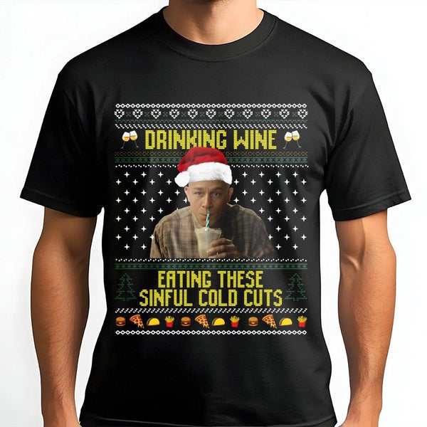 Humorous True Crime Christmas Shirt, Sinful Cold Cuts Christmas T-Shirt, Retro Horror Xmas Graphic Tee, Dark Humor True Crime