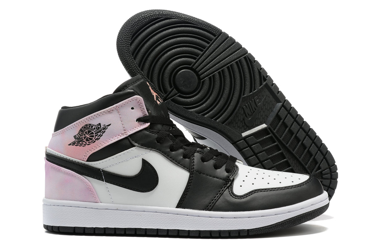 Sneakers, Black White Pink Colorway, Tie Dye Pattern, Lace Up Design, Casual Gift for Sneaker Fans