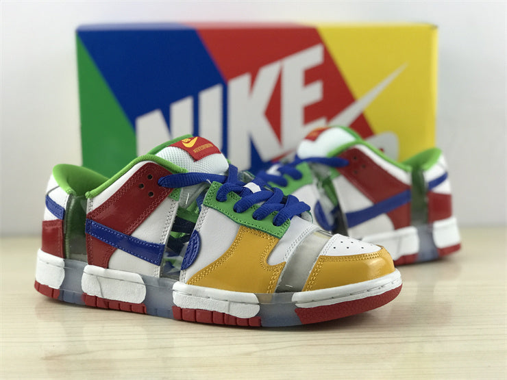 Low Top Sneakers, White Red Green Yellow Colorway, Lace Up Design, Casual Gift for Sneaker Fans