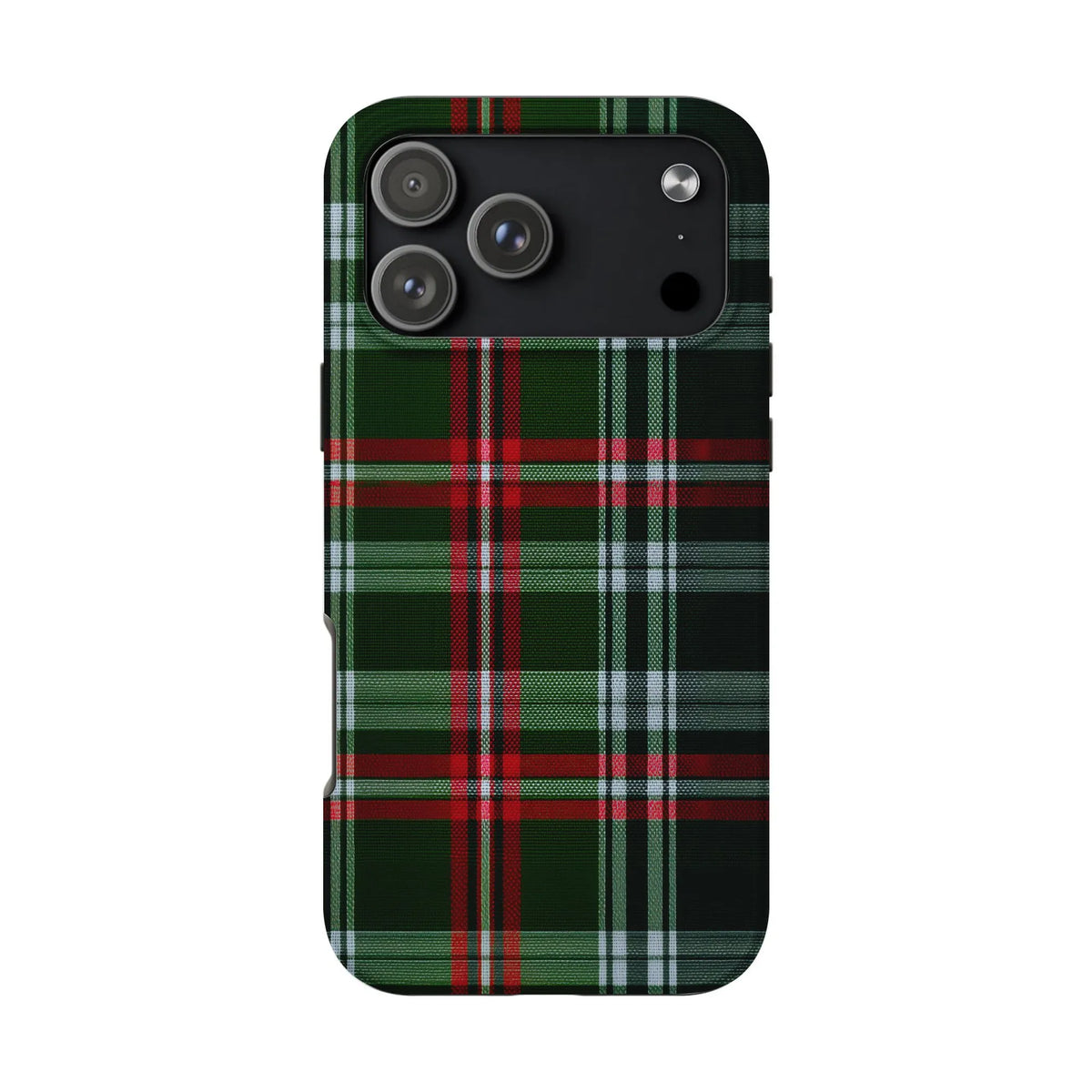 Red and Green Tartan Holiday Phone Case, Christmas Plaid iPhone Case, Dual Layer Winter Cover, Festive Check Phone Case, Xmas