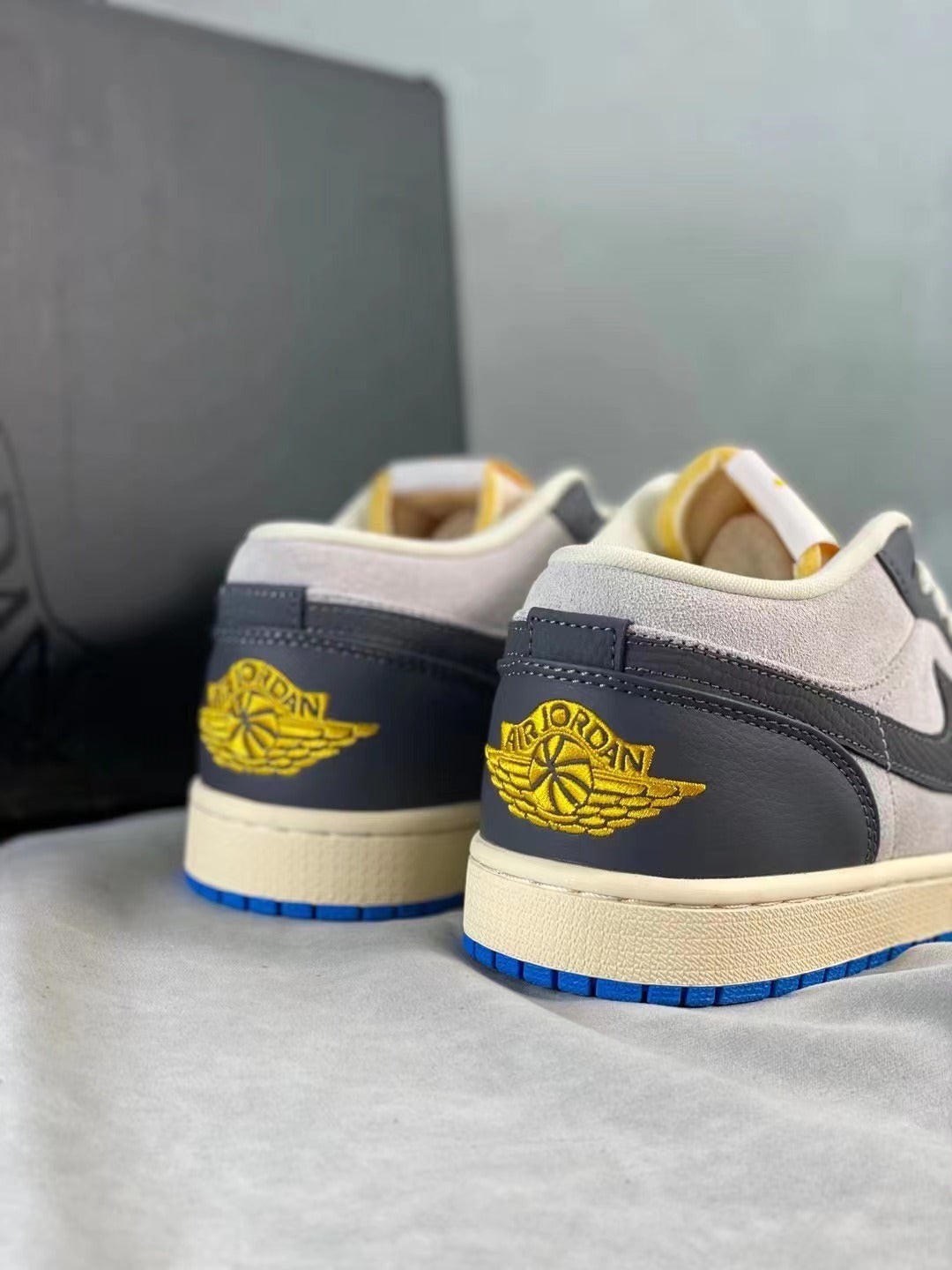 Retro Low Top Sneakers, Blue Cream Colorway, Lace Up Design, Casual Gift for Sneaker Fans
