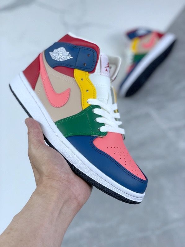 Mid Top Sneakers, Multicolor Colorway, Lace Up Design, Casual Gift for Sneaker Fans