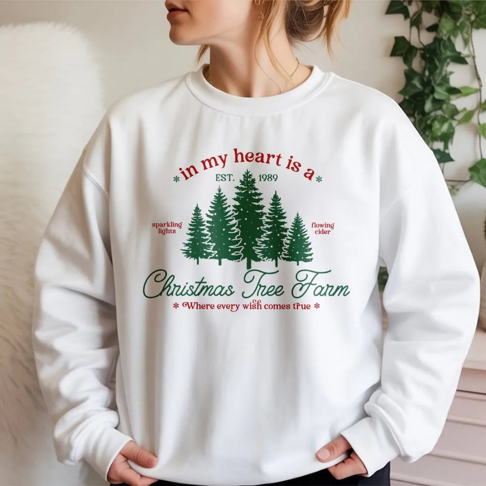 Comfy Holiday Forest Sweatshirt, Christmas Tree Farm Sweatshirt, Vintage Winter Tree Farm Pullover, Festive Xmas Crewneck Swe