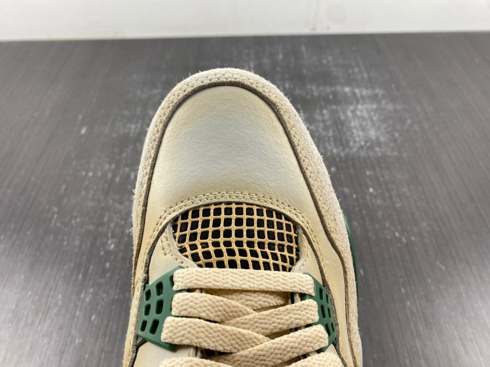 Distressed Sneakers, White Green Colorway, Lace Up Design, Distressed Finish, Casual Gift for Sneaker Fans