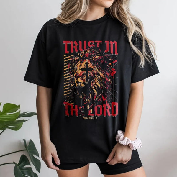 Trust in the Lord Sweatshirt | Lion of Judah Cross Graphic | Premium Cotton Blend | Faith Based Apparel Gift