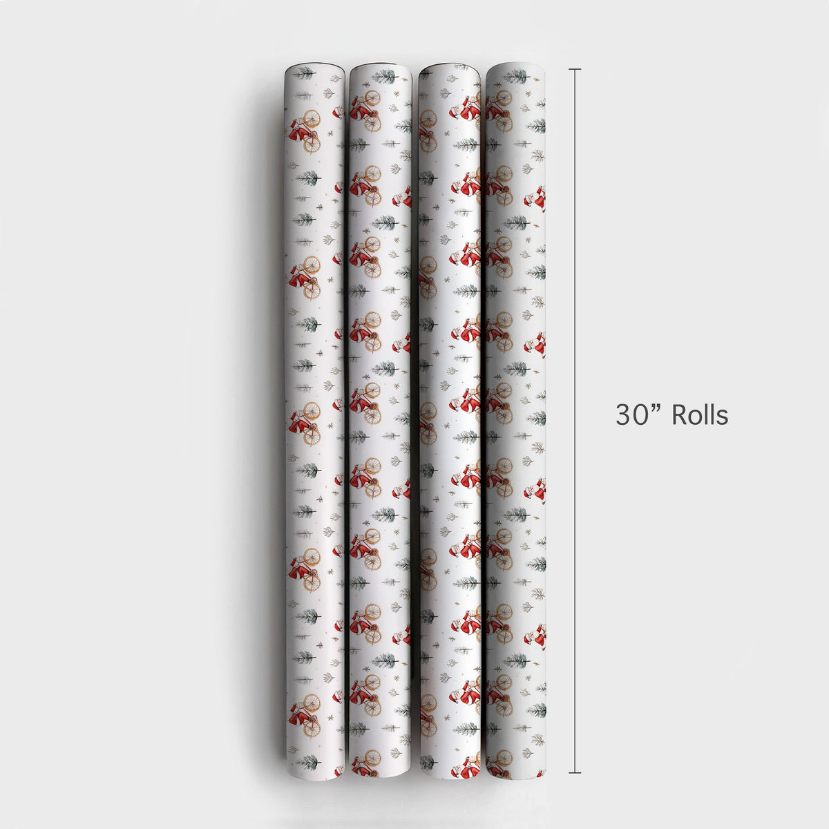 Winter Forest Gift Wrap, Santa on Bicycle Wrapping Paper, Watercolor Christmas Wrapping Paper, Holiday Gift Wrap, Xmas Presen
