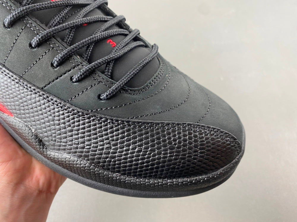 Mid Top Sneakers, Black Red Colorway, Leather Footwear, Lace Up Design, Casual Gift for Sneaker Fans