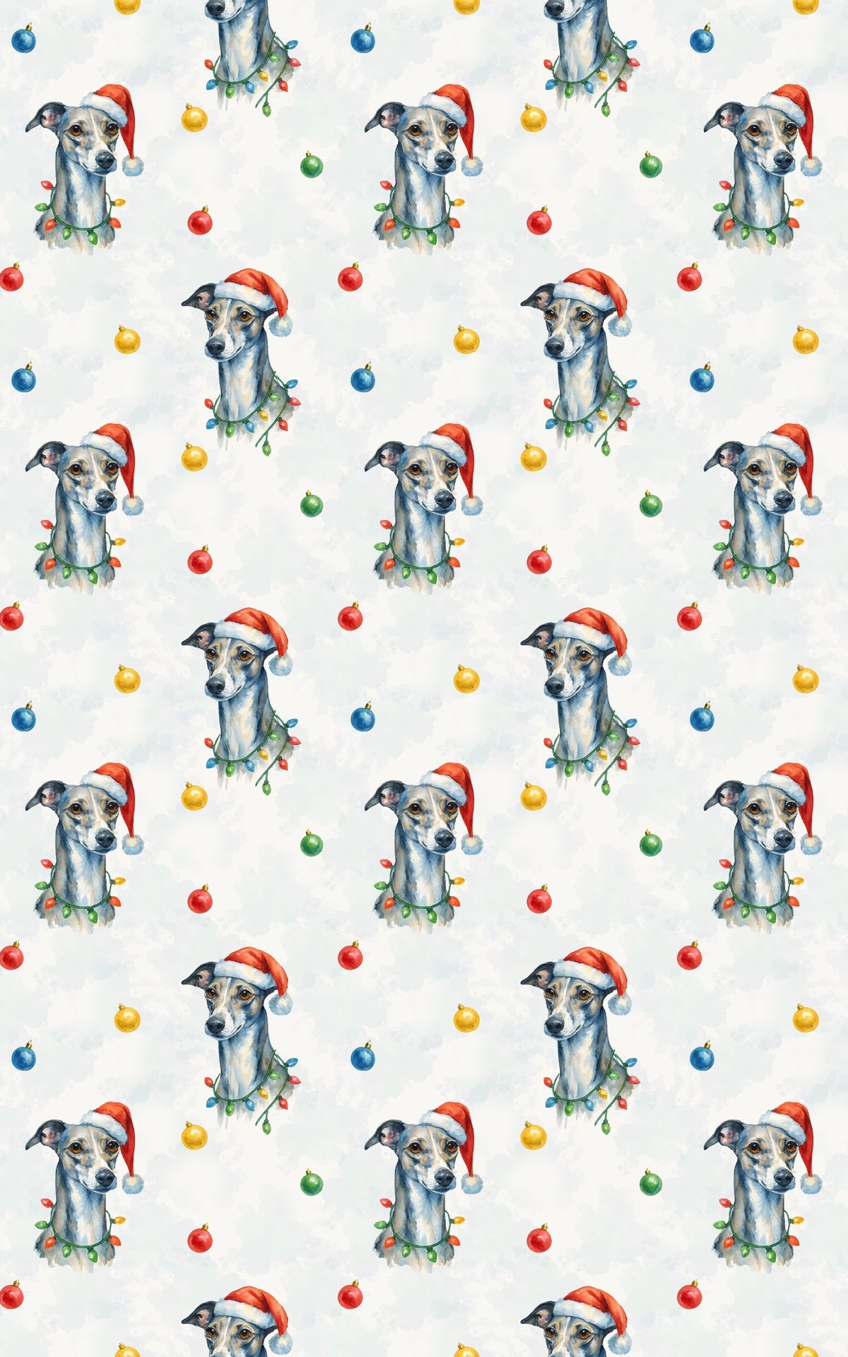 Sleighhound Dog Holiday Gift Wrap, Whippet Christmas Wrapping Paper, Santa Hat Whippet Wrapping Paper, Dog Lover Xmas Present