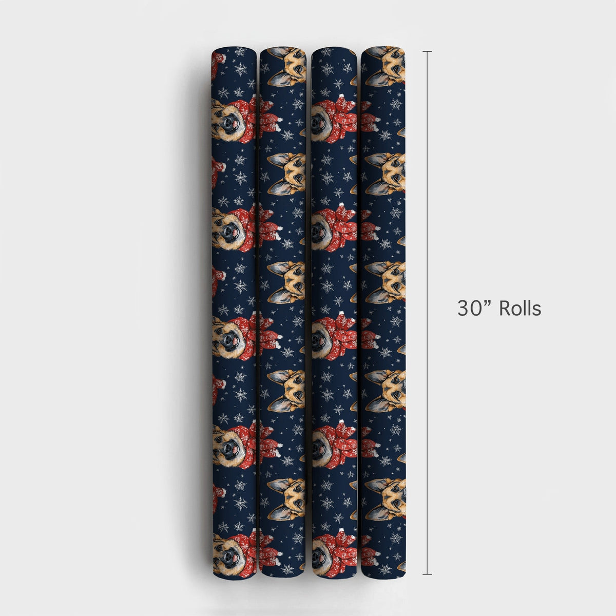Winter Dog Gift Wrap, German Shepherd Christmas Wrapping Paper, Red Scarf Snowflake Wrapping Paper, Holiday Dog Lover Gift Wr
