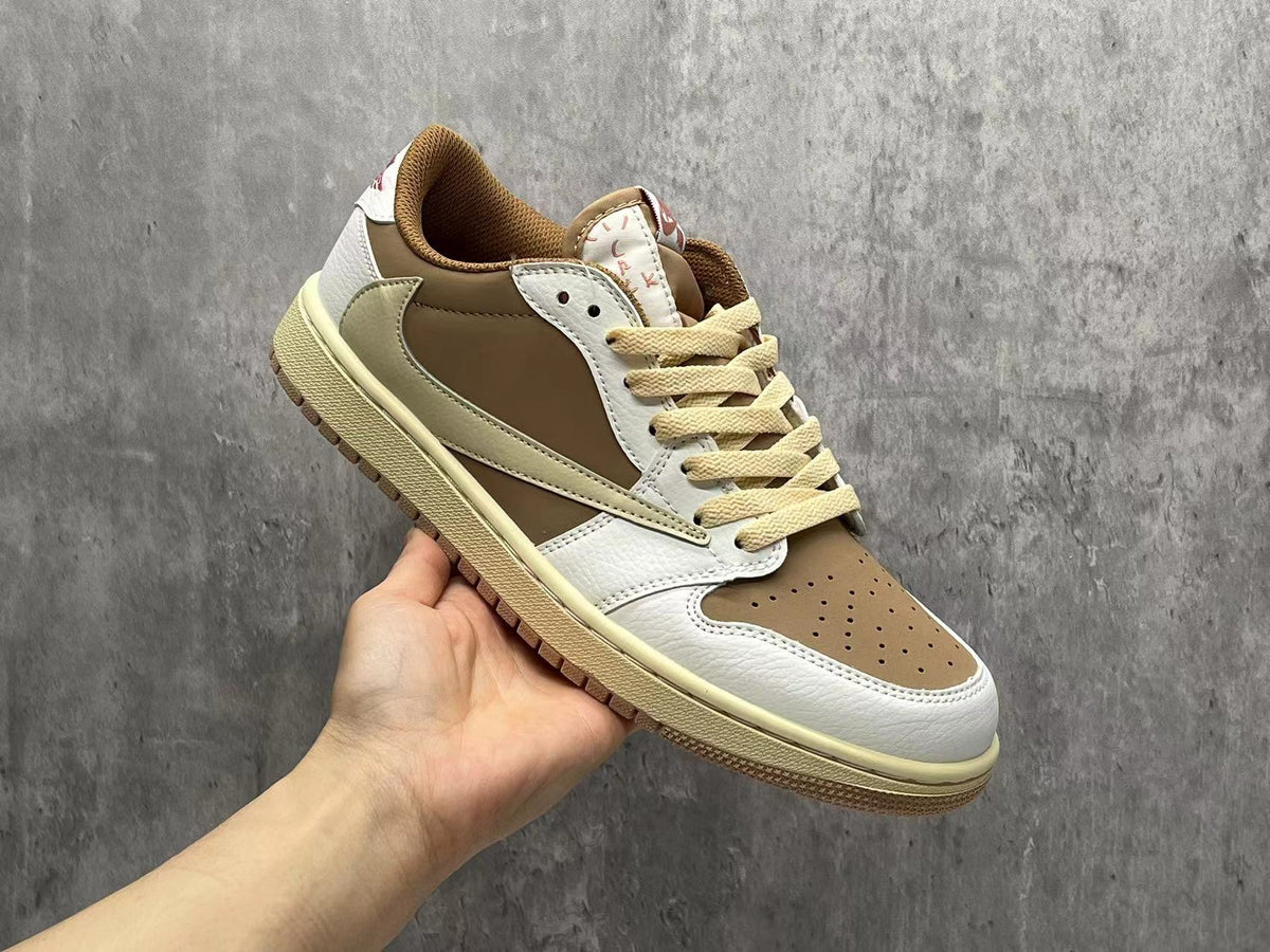 Low Top Sneakers, Light Brown Pink Colorway, Reverse Hook Design, Lace Up Design, Casual Gift for Sneaker Fans