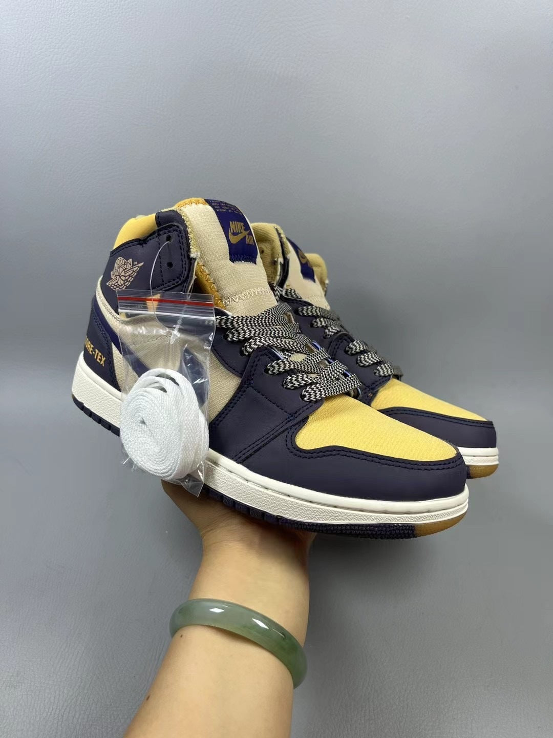 High Top Sneakers, Blue Brown Colorway, Lace Up Design, Casual Gift for Sneaker Fans