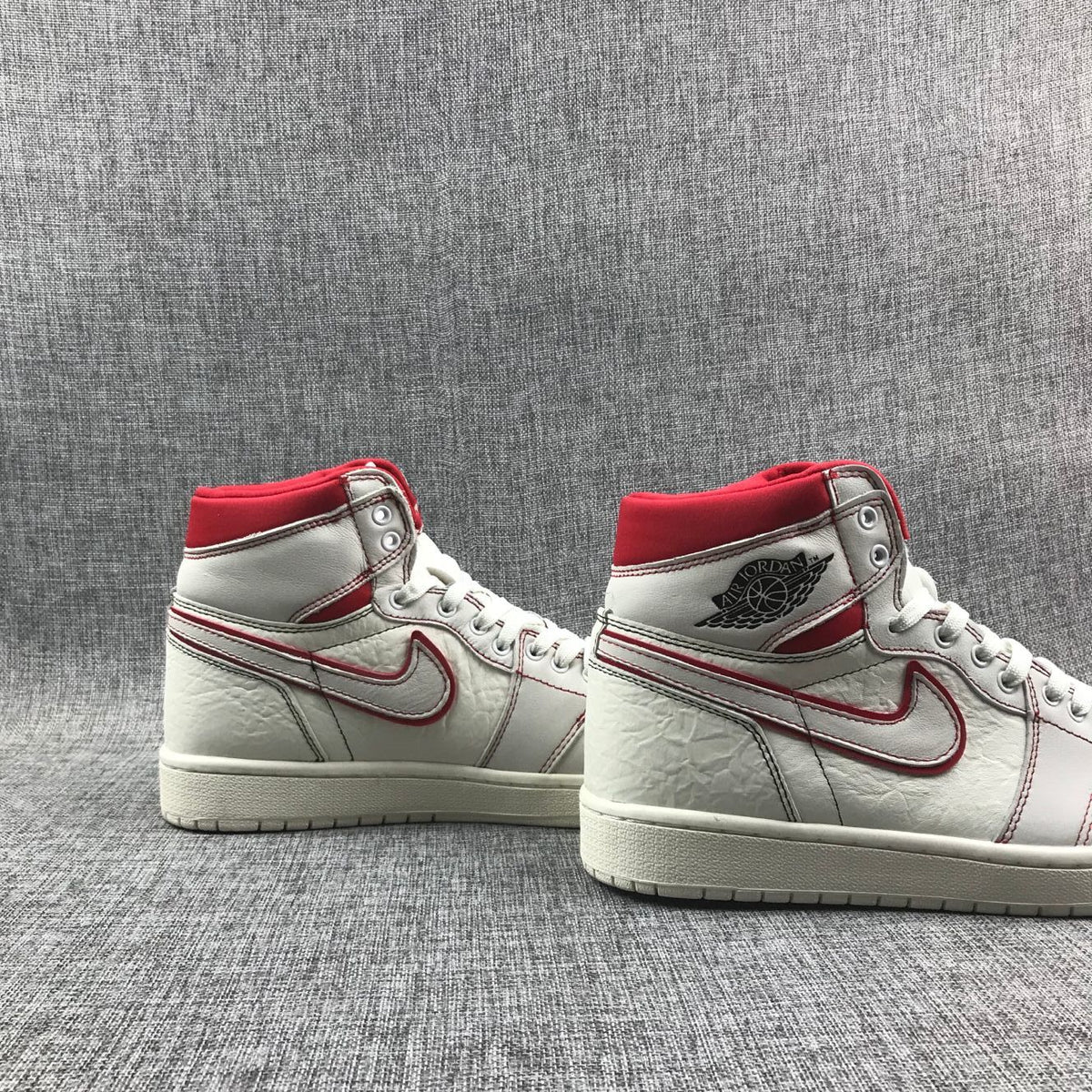 High Top Sneakers, White Red Colorway, Lace Up Design, Casual Gift for Sneaker Fans