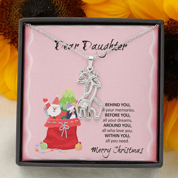 14K White Gold Sparkling Cubic Zirconia Pendant, Giraffe Necklace for Daughter, Heartfelt Giraffe Jewelry, Christmas Keepsake